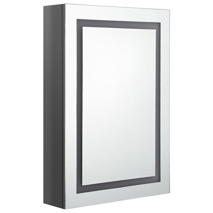 Armadietto Bagno con Specchio e LED Grigio Lucido 50x13x70 cm 326491