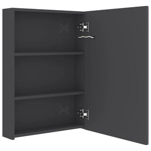 Armadietto Bagno con Specchio e LED-Mobile bagno con specchio Grigio Lucido 50x13x70 cm 809252