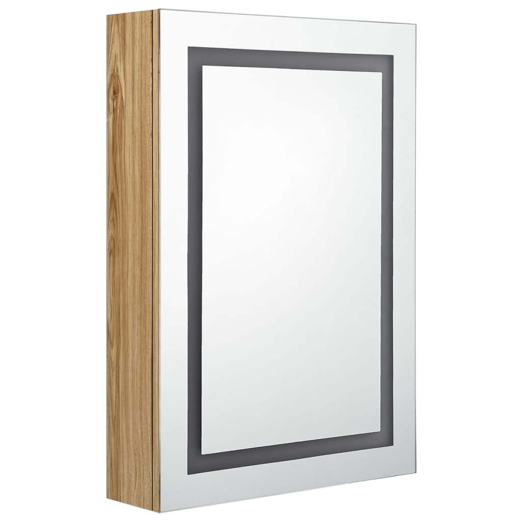 Armadietto Bagno con Specchio e LED-Mobile bagno con specchio Rovere 50x13x70 cm 204542
