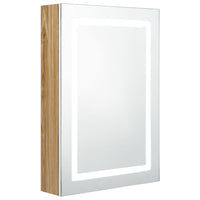Armadietto Bagno con Specchio e LED Bianco e Rovere 50x13x70 cm 326493