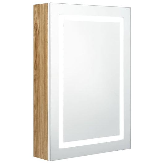 Armadietto Bagno con Specchio e LED Bianco e Rovere 50x13x70 cm 326493