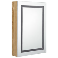 Armadietto Bagno con Specchio e LED Bianco e Rovere 50x13x70 cm 326493