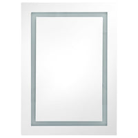 Armadietto Bagno con Specchio e LED Bianco e Rovere 50x13x70 cm 326493
