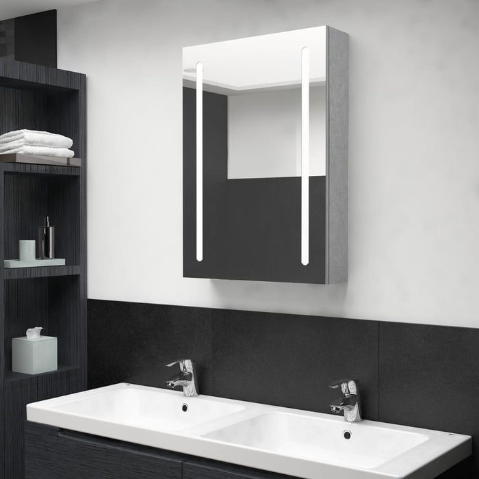 Armadietto Bagno con Specchio e LED-Mobile bagno con specchio Grigio Cemento 50x13x70 cm 415808