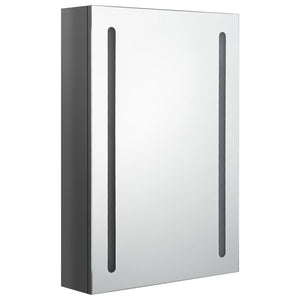 Armadietto Bagno con Specchio e LED-Mobile bagno con specchio Grigio Lucido 50x13x70 cm 257684