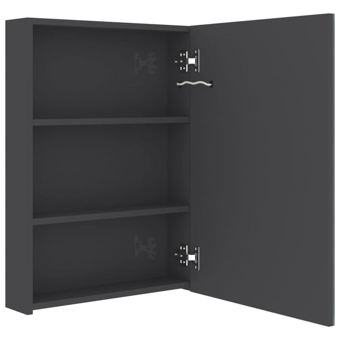 Armadietto Bagno con Specchio e LED Grigio Lucido 50x13x70 cm 326498