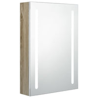 Mobiletto da bagno con specchio LED bianco 50 x 13 x 70 cm rovere 02_0006585