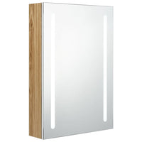 Armadietto Bagno con Specchio e LED-Mobile bagno con specchio Bianco e Rovere 50x13x70 cm 866792