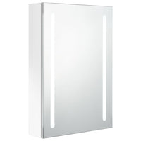 Armadietto Bagno con Specchio e LED-Mobile bagno con specchio Bianco Lucido 50x13x70 cm