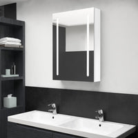 Armadietto Bagno con Specchio e LED-Mobile bagno con specchio Bianco Lucido 50x13x70 cm