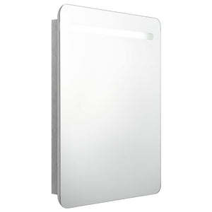 Armadietto Bagno con Specchio e LED-Mobile bagno con specchio Grigio Cemento 60x11x80 cm