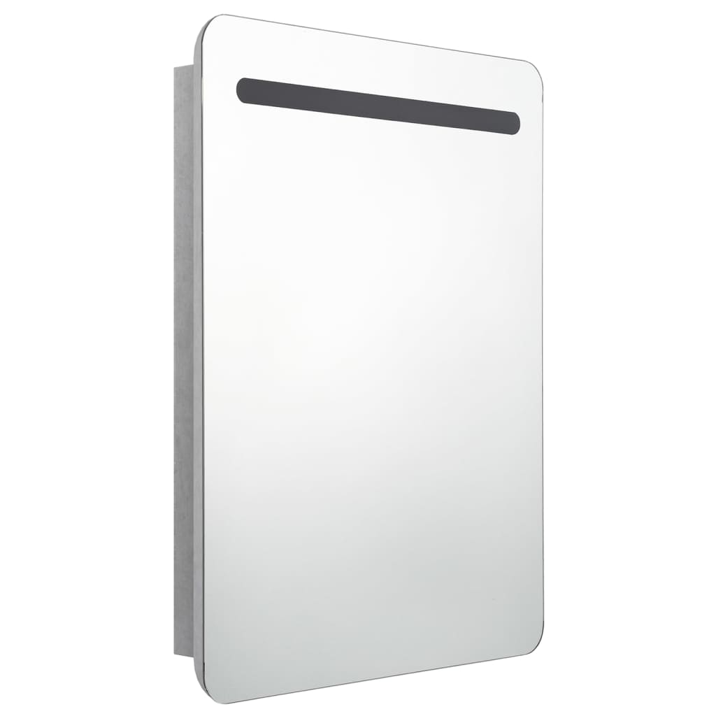 Armadietto Bagno con Specchio e LED-Mobile bagno con specchio Grigio Cemento 60x11x80 cm