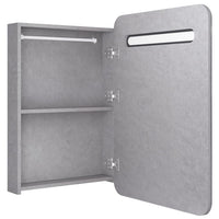 Armadietto Bagno con Specchio e LED Grigio Cemento 60x11x80 cm 326502