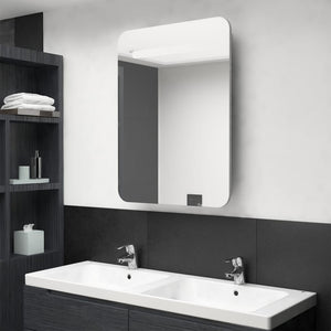 Armadietto Bagno con Specchio e LED Grigio Cemento 60x11x80 cm cod mxl 71889