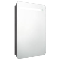 Armadietto Bagno con Specchio e LED-Mobile bagno con specchio Grigio 60x11x80 cm