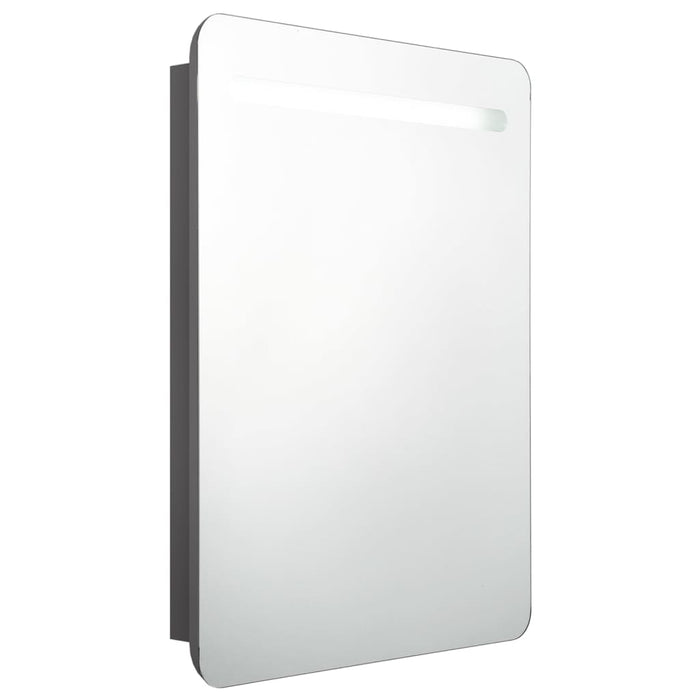 Armadietto Bagno con Specchio e LED-Mobile bagno con specchio Grigio 60x11x80 cm