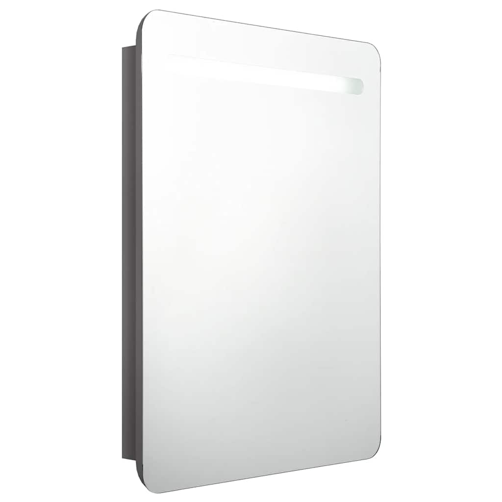 Armadietto Bagno con Specchio e LED-Mobile bagno con specchio Grigio Lucido 60x11x80 cm