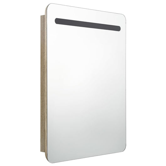 Mobile da bagno specchio LED 60 x 11 x 80 cm beige 02_0006591