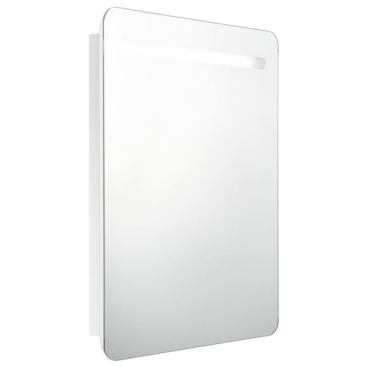 Armadietto Bagno con Specchio e LED Bianco Lucido 60x11x80 cm 326509