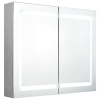 vidaXL Armadietto Bagno con Specchio e LED Grigio Cemento 80x12x68 cm