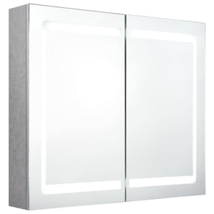 Armadietto Bagno con Specchio e LED Grigio Cemento 80x12x68 cm 326511