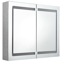 vidaXL Armadietto Bagno con Specchio e LED Grigio Cemento 80x12x68 cm