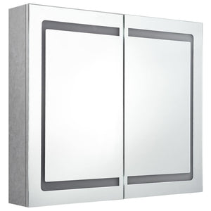 Armadietto Bagno con Specchio e LED Grigio Cemento 80x12x68 cm 326511