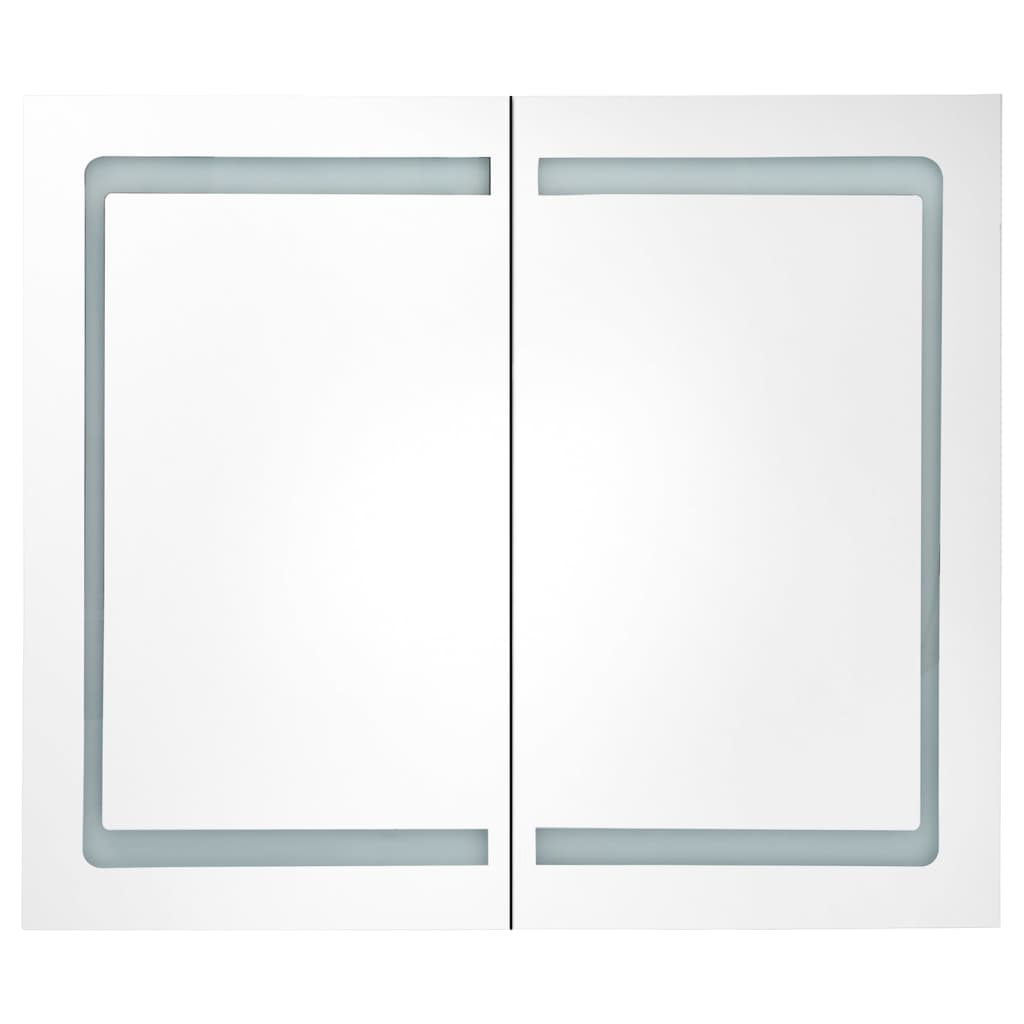 Armadietto Bagno con Specchio e LED Grigio Cemento 80x12x68 cm 326511