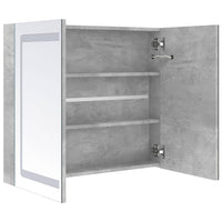 vidaXL Armadietto Bagno con Specchio e LED Grigio Cemento 80x12x68 cm