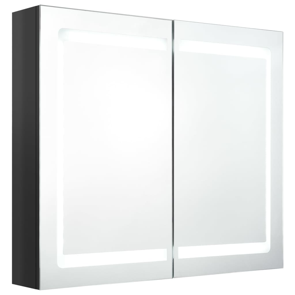 Mobile bagno specchio LED 80 x 12 x 68 cm nero lucido 02_0006617