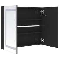 Armadietto Bagno con Specchio e LED Nero Lucido 80x12x68 cm 326512