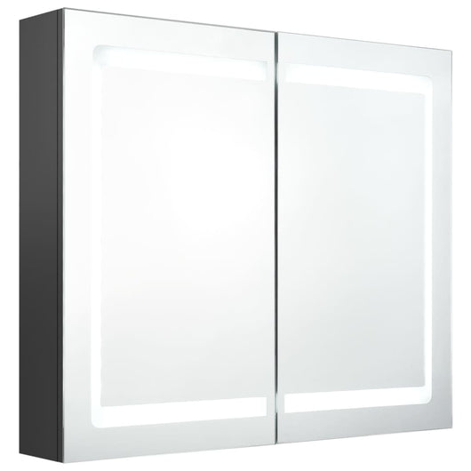 Armadietto Bagno con Specchio e LED Grigio 80x12x68 cm 326513