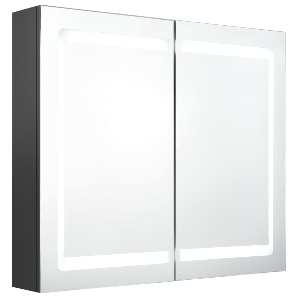Armadietto Bagno con Specchio e LED-Mobile bagno con specchio Grigio 80x12x68 cm