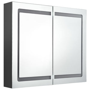 Armadietto Bagno con Specchio e LED-Mobile bagno con specchio Grigio 80x12x68 cm