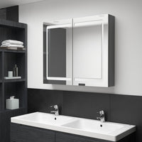 Armadietto Bagno con Specchio e LED Grigio 80x12x68 cm cod mxl 72998