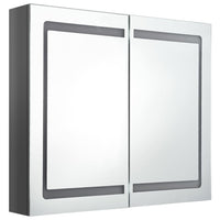 Armadietto Bagno con Specchio e LED Grigio Lucido 80x12x68 cm 326514