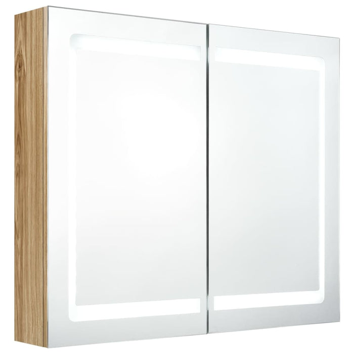 Armadietto Bagno con Specchio e LED Rovere 80x12x68 cm 326515