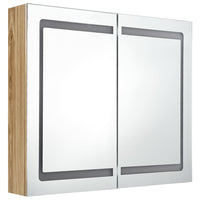 Armadietto Bagno con Specchio e LED-Mobile bagno con specchio Rovere 80x12x68 cm