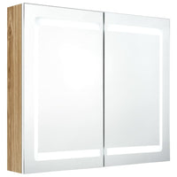 Armadietto Bagno con Specchio e LED Bianco e Rovere 80x12x68 cm 326516