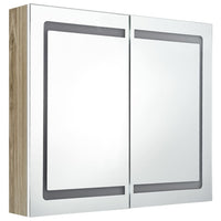 Mobile bagno 80 x 12 x 68 cm con specchio LED bianco e rovere 02_0006618