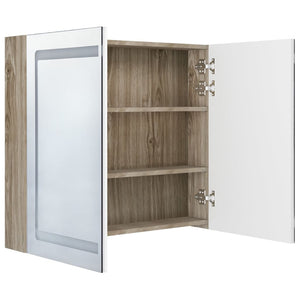 Mobile bagno 80 x 12 x 68 cm con specchio LED bianco e rovere 02_0006618