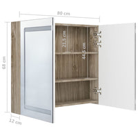 Mobile bagno 80 x 12 x 68 cm con specchio LED bianco e rovere 02_0006618