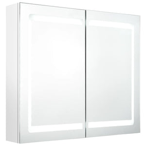 Mobile bagno specchio LED 80 x 12 x 68 cm bianco lucido 02_0006584