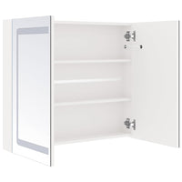 Armadietto Bagno con Specchio e LED-Mobile bagno con specchio Bianco Lucido 80x12x68 cm