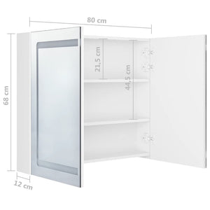 Mobile bagno specchio LED 80 x 12 x 68 cm bianco lucido 02_0006584