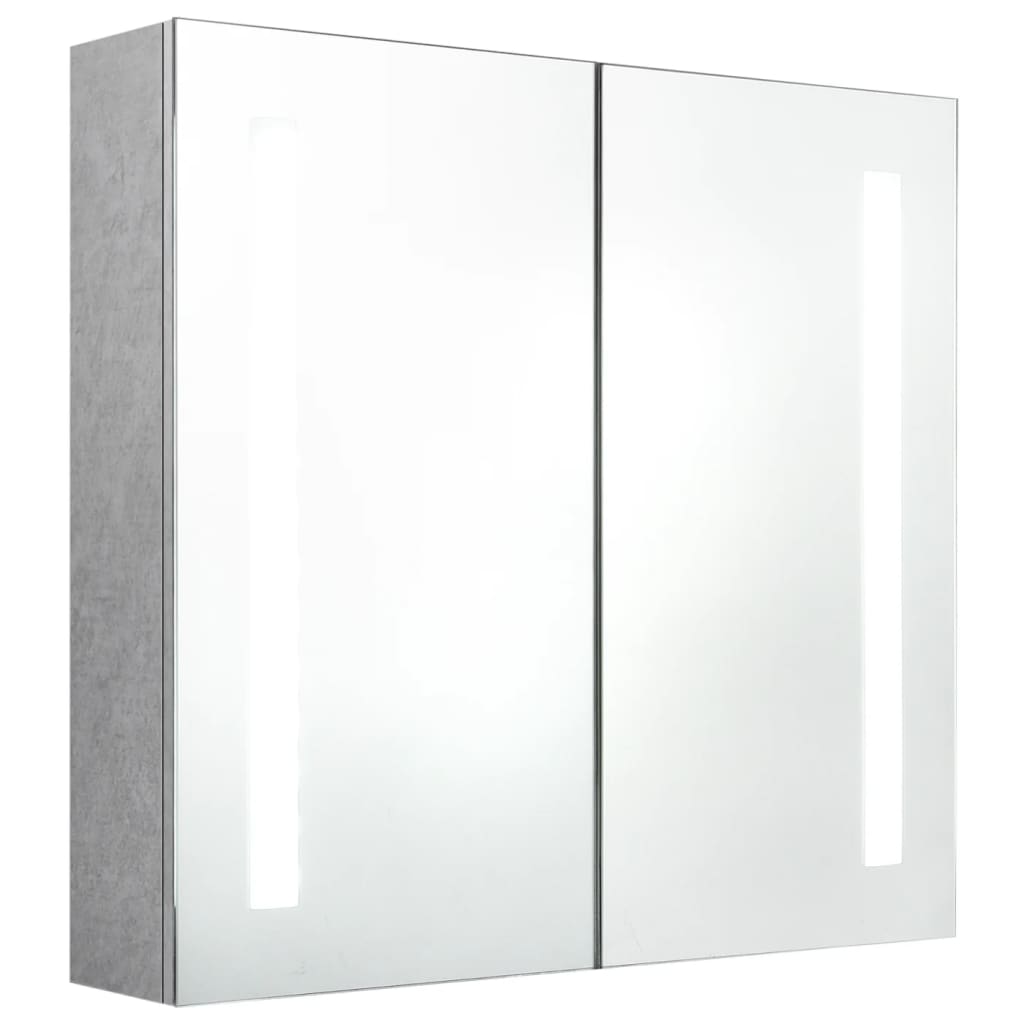 Armadietto Bagno con Specchio e LED-Mobile bagno con specchio Grigio Cemento 62x14x60 cm