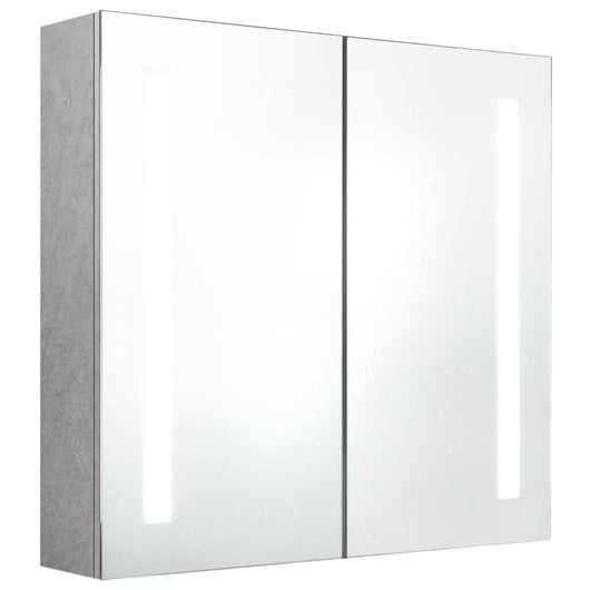 Armadietto Bagno con Specchio e LED Grigio Cemento 62x14x60 cm 326518