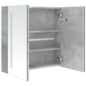 Armadietto Bagno con Specchio e LED-Mobile bagno con specchio Grigio Cemento 62x14x60 cm