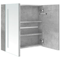 Armadietto Bagno con Specchio e LED Grigio Cemento 62x14x60 cm 326518