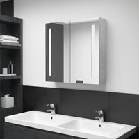 Armadietto Bagno con Specchio e LED Grigio Cemento 62x14x60 cmcod mxl 82227